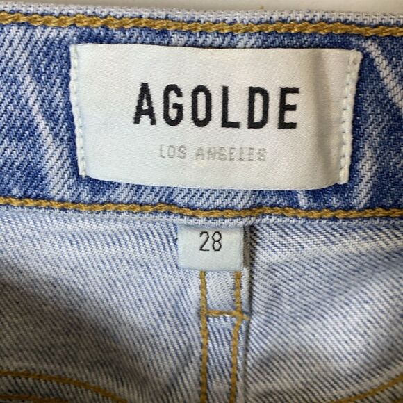 AGOLDE Toni Med-Light Wash Blue Mid-Rise Slim-Straight Leg Jeans Size 28 - Picture 5 of 14